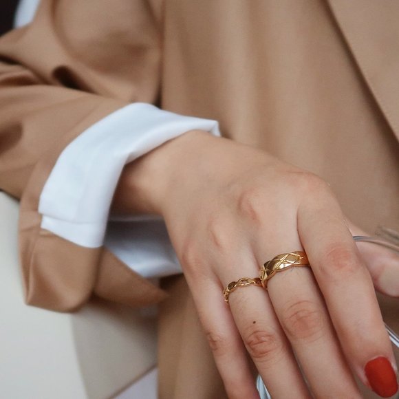 NEW 18K Gold Plated Link Chain Ring a - Picture 4 of 9